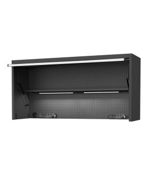 SP Tools 73" USA SUMO Series Wide Power Top Hutch - Shelf, Pegboard, Light-Black/Chrome-SP44830