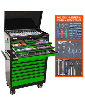 SP Tools SUMO CUSTOM SERIES TOOL KIT - 417PC - METRIC/SAE - GREEN- PLUS BONUS EVA TRAYS-SP50177X