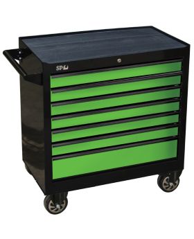 SP Tools SP40127 SUMO SERIES ROLLER CABINET - 7 DRAWER - BLACK/GREEN DRAWERS