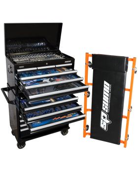 SP Tools SP50175 - 407pce Sumo Tool Kit in Extra Wide Top & Bottom Box - Black-BONUS Creeper Valued @ $159