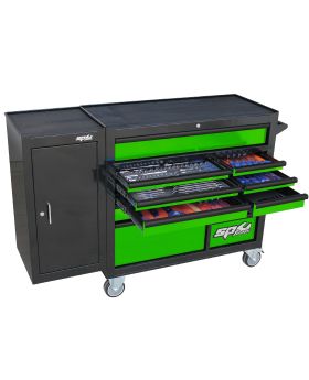 SP Tools SP50626G 236Pce Tool Kit In Widebody Black/Green Roller Cabinet & Bonus Side Cabinet-ATD