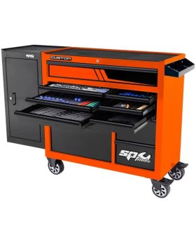 SP Tools Custom Series Roll Cab Tool Kit with Side Cabinet - 238pc - Metric & SAE - Orange - Plus Extra EVA Foam Trays - [Limited Colour Run]
