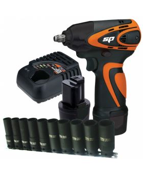 SP Tools sp81112b sp81112B 12V 3/8"Dr Mini Cordless Impact Wrench With BONUS Deep Impact Socket Set