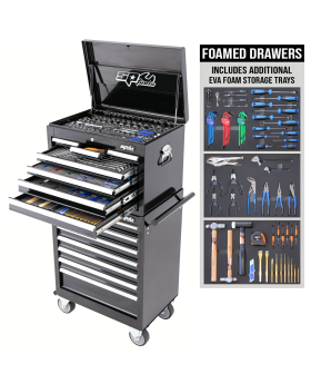 SP Tools CUSTOM SERIES TOOL KIT - 244PC - METRIC/SAE - BLACK/CHROME - BONUS EVA STORAGE TRAYS