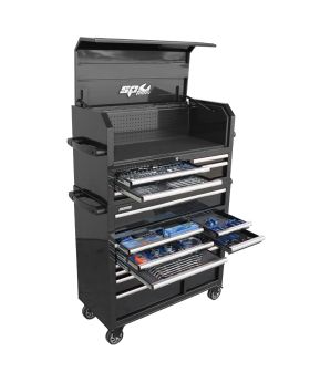 SP Tools SP50553 333 Piece Metric & SAE 18 Drawer Black SUMO Series Roller Cabinet & Tool Chest Kit