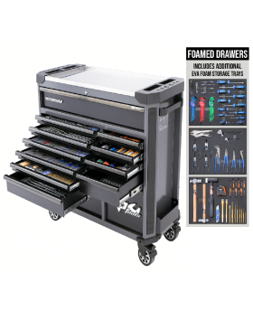 SP Tools TECH SERIES ROLLER CABINET TOOL KIT - 369PC - METRIC/SAE - DIAMOND BLACK - BONUS EVA STORAGE TRAYS - Foamed