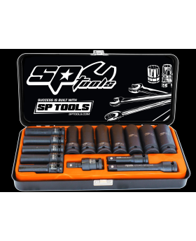 SP TOOLS - 1/2"Dr Deep Impact Socket Set - 6pt SAE - 14pc