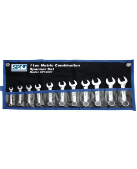 SP TOOLS - 11 Piece Combination Stubby Spanner Set Metric