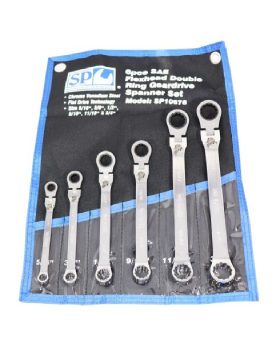 SP Tools - Gear Spanner Set Double Ring 6 Piece SAE Locking Flex Head