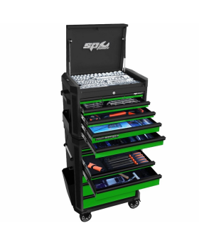 SP Tools SP52529G 356pc Metric/SAE Tech Series Tool Kit - Satin Black With Gloss Green Drawers