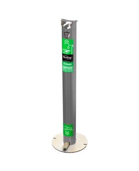 Impacta Shield Aluminium Hands Free Sanitising Station Bollard-Grey