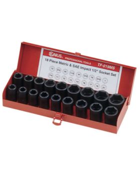 Genius 1/2" Drive 18pce Impact Socket Set-Metric & Imperial - Replaces TF019MS