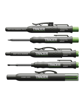 TRACER Deep Hole Construction Pencil with Replacement Lead Set & Permanent Marker