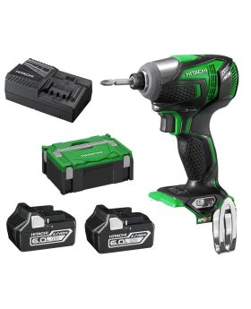 Hitachi WH18DDL(HX) 18V 6.0Ah Li-Ion Cordless Brushless Slide IP56 Impact Driver Combo Kit 